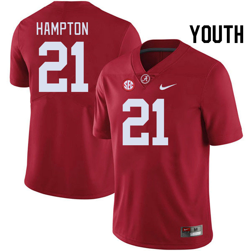 Youth #21 Bubba Hampton Alabama Crimson Tide College Football Jerseys Stitched-Crimson